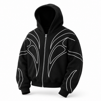 Oversized Striped Embroidered Y2K Hoodie Women