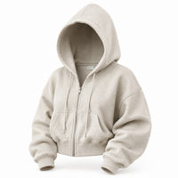 Women's Cropped Zip Up Hooded Hoodie