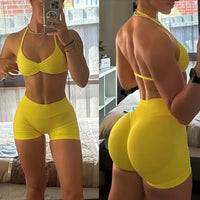 Seamless Women's Strappy Yoga Gym Set
