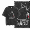 Acid Wash Cat Graphic Cotton T-Shirt