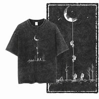 Astronaut Graphic Acid Wash Cotton T-Shirt
