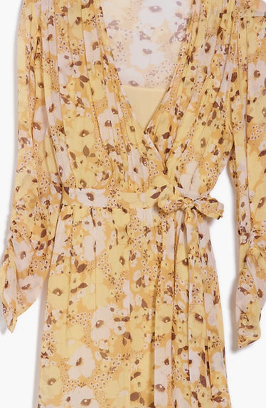 Long Sleeve Silk Wrap Dress